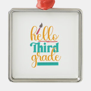 Teacher Hello Third Grade Metal Tree Decoration