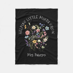 Teacher Helping Little Minds Grow Chic Watercolor Fleece Blanket