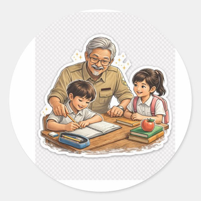 Teacher Helping Students Sticker (Front)
