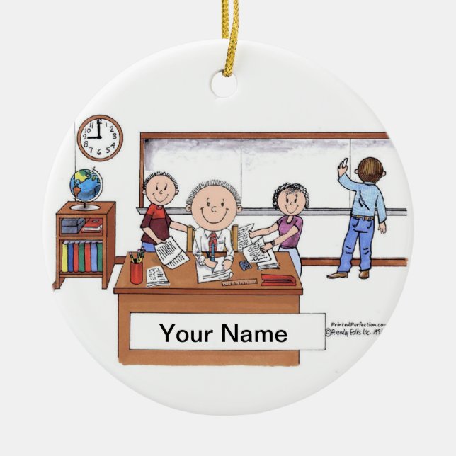 Teacher, High School - Male Ceramic Tree Decoration (Front)