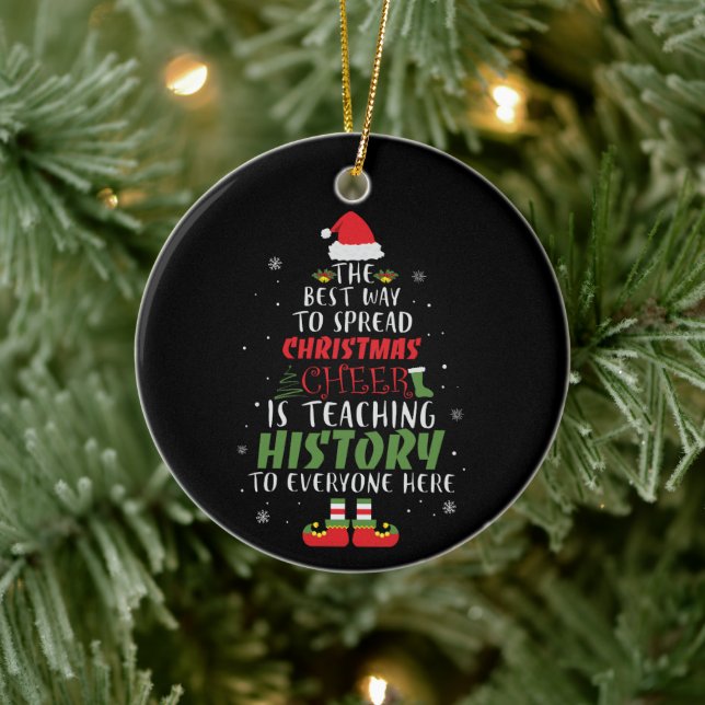 Teacher History Christmas word art  Ceramic Tree Decoration (Tree)
