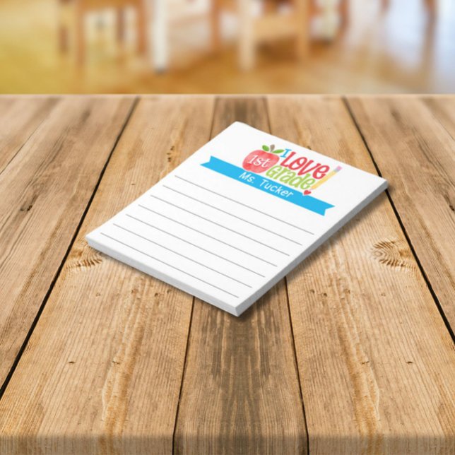 Teacher I love 1st Grade Cute Apple Pencil Notepad (Creator Uploaded)