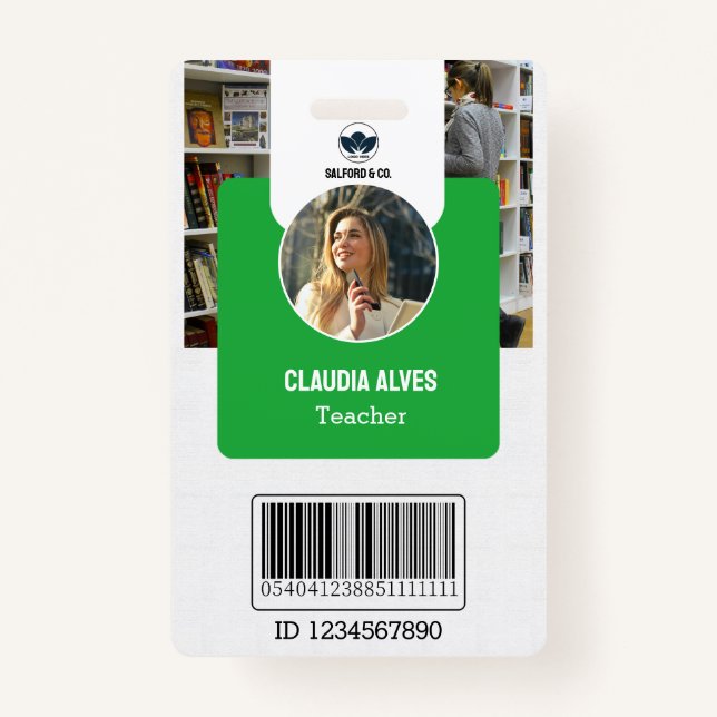 Teacher ID Card | Green Collage School ID Card ID Badge (Front)