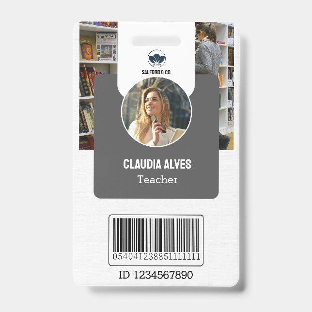 Teacher ID Card | Grey Collage School ID Card Badge (Front)