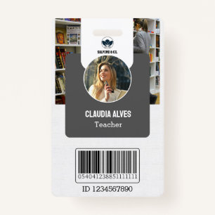 Teacher ID Card Grey Collage School ID Card ID Badge
