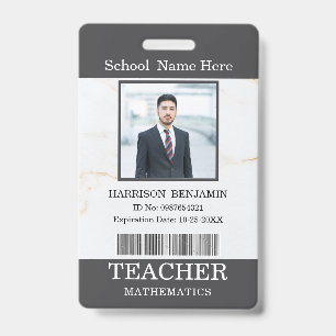 Teacher ID Card Name School Template Photo Badge 