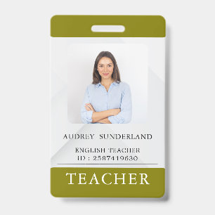 Teacher ID Card Name School Template Photo Badge