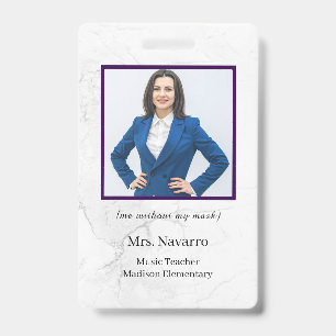 Teacher ID Card Name School Template Photo Badge