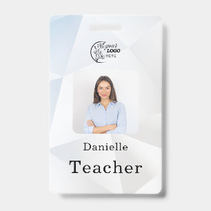 Teacher ID Card Name School Template Photo Badge