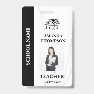 Teacher ID Card Name School Template Photo Badge