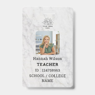Teacher ID Card Name School Template Photo Badge