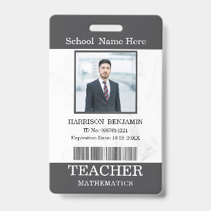 Teacher ID Card Name School Template Photo Badge 