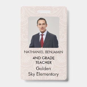 Teacher ID Card Name School Template Photo Badge