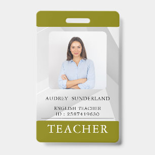 Teacher ID Card Name School Template Photo Badge