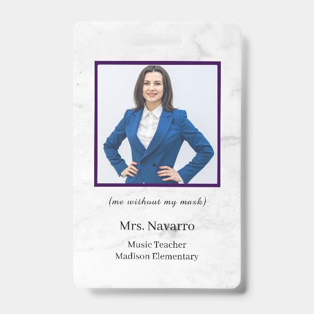 Teacher ID Card Name School Template Photo Badge  (Front)