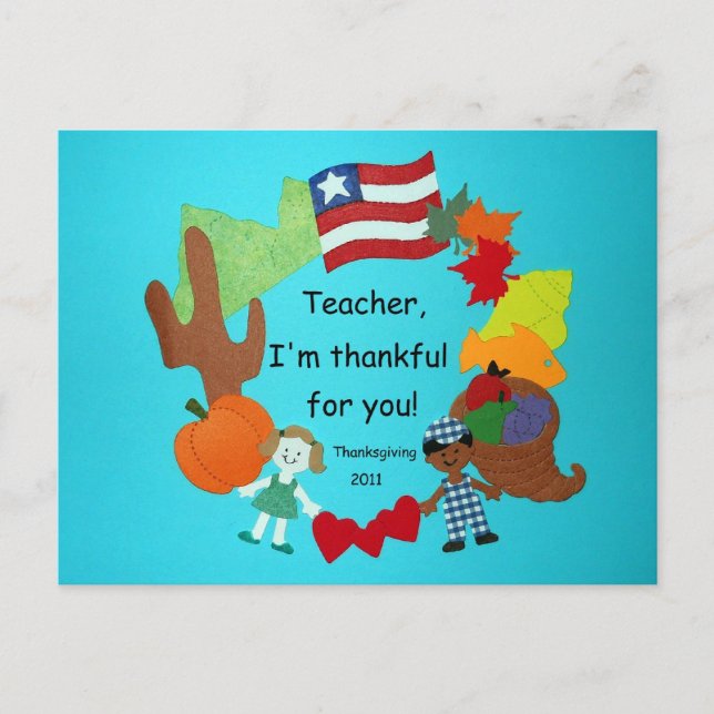 Teacher, I'm thankful for you! Postcard (Front)
