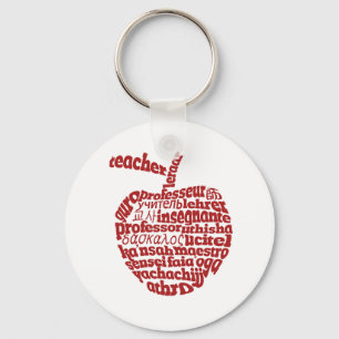 Teacher in all languages Red Apple Key Ring