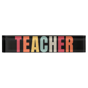 TEACHER in colourful lettering Nameplate