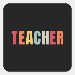 TEACHER in colourful lettering Square Sticker