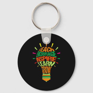 Teacher Insrational Definition Colorful Lightbulb Key Ring