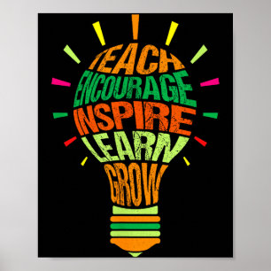 Teacher Insrational Definition Colorful Lightbulb  Poster