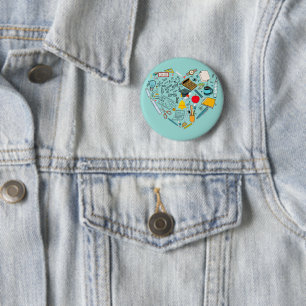 Teacher Instructor Professor Tool Heart 6 Cm Round Badge