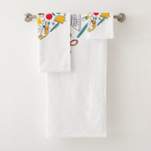 Teacher Instructor Professor Tool Heart Bath Towel Set