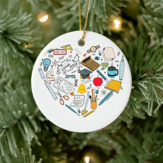 Teacher Instructor Professor Tool Heart Ceramic Tree Decoration (Tree)