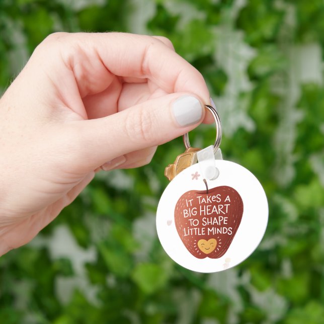 Teacher It Takes a Big Heart Apple Keychain (Hand)