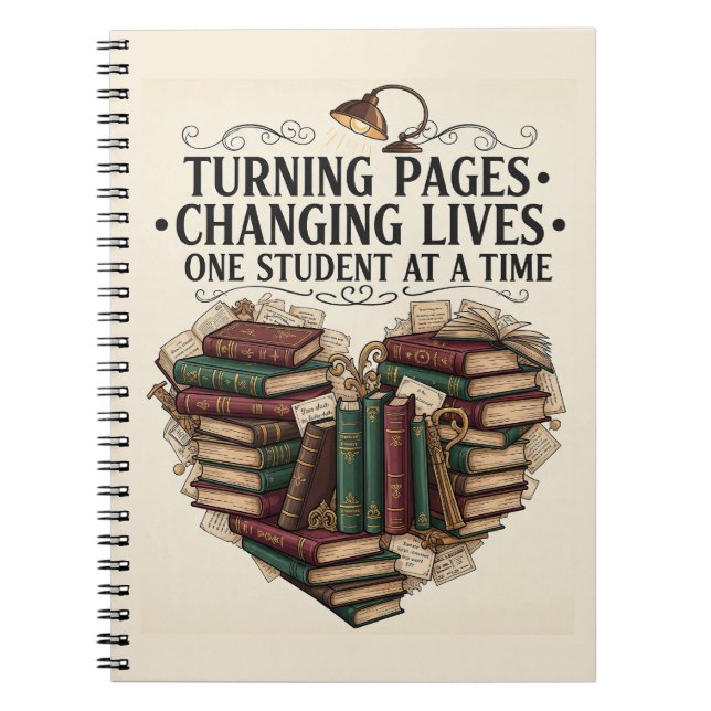 Teacher Journal Notebook | Turning Pages Heart (Front)