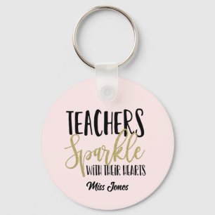 Teacher Keychain, Sparkle With Their Hearts Gift,  Key Ring