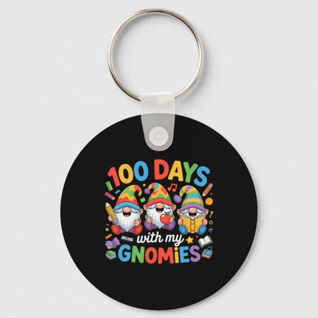 Teacher Kids Gnome 100 Days Of School  Key Ring (Front)