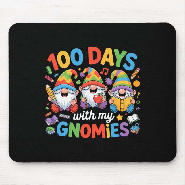 Teacher Kids Gnome 100 Days Of School  Mouse Pad (Front)