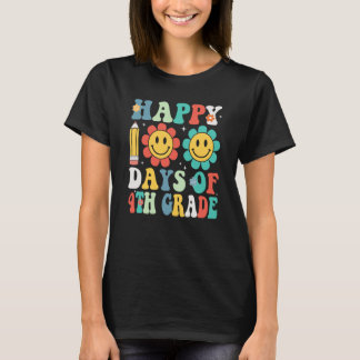 Teacher Kids Groovy 100 Days Happy 100th Day Of 4t T-Shirt