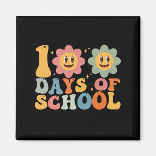 Teacher Kids Retro Groovy 100 Days 0f School Magnet