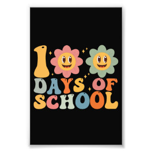 Teacher Kids Retro Groovy 100 Days 0f School Photo Print