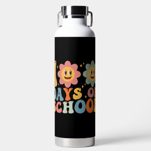 Teacher Kids Retro Groovy 100 Days 0f School Water Bottle