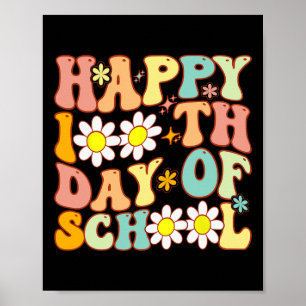Teacher Kids Retro Groovy 100 Days Happy 100th Day Poster