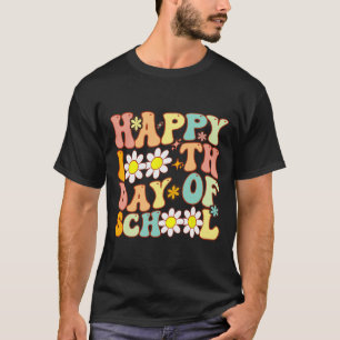 Teacher Kids Retro Groovy 100 Days Happy 100th Day T-Shirt