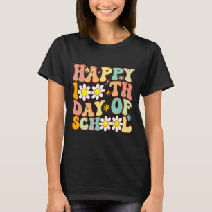 Teacher Kids Retro Groovy 100 Days Happy 100th Day T-Shirt
