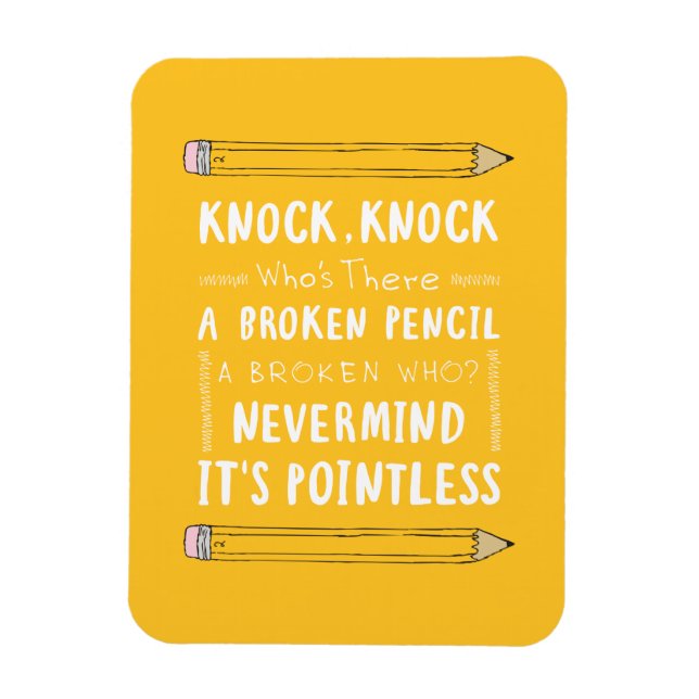 Teacher Knock Knock Jokes Pencil Puns Kid Humour Magnet (Vertical)