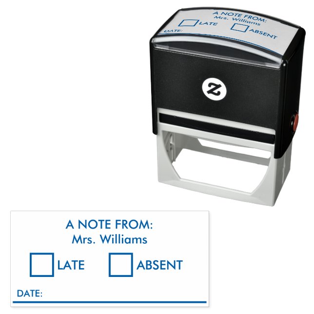 Teacher Late Absent Notice Editable Self-inking Stamp (In Situ)