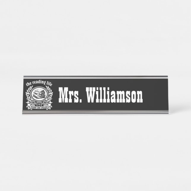 Teacher Libarian Reading Books Desk Name Plate (Front)