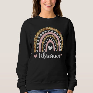 Teacher Librarian Boho Rainbow Leopard Back To Sch Sweatshirt