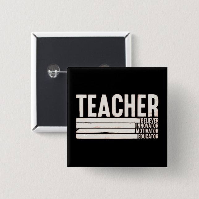 Teacher Life Back to School  15 Cm Square Badge (Front & Back)