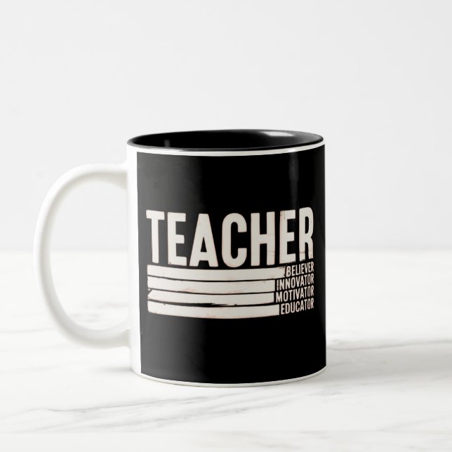 Teacher Life Back to School  Two-Tone Coffee Mug (Left)