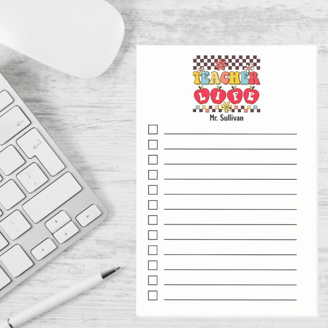 Teacher Life check list lined personalised boho Post-it Notes (Creator Uploaded)