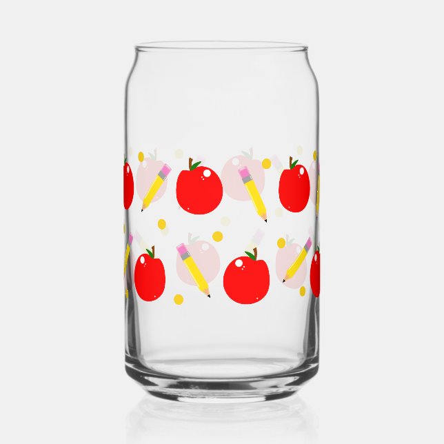 Teacher Life Cute School Can Glass (Front)