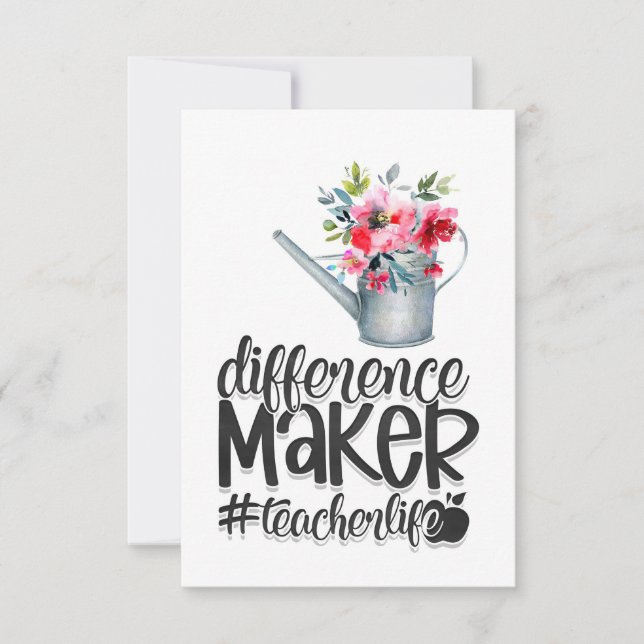 Teacher Life Difference Maker Thank You Card (Front)