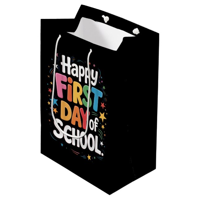Teacher Life Gift Happy First Day Of School  Medium Gift Bag (Front Angled)